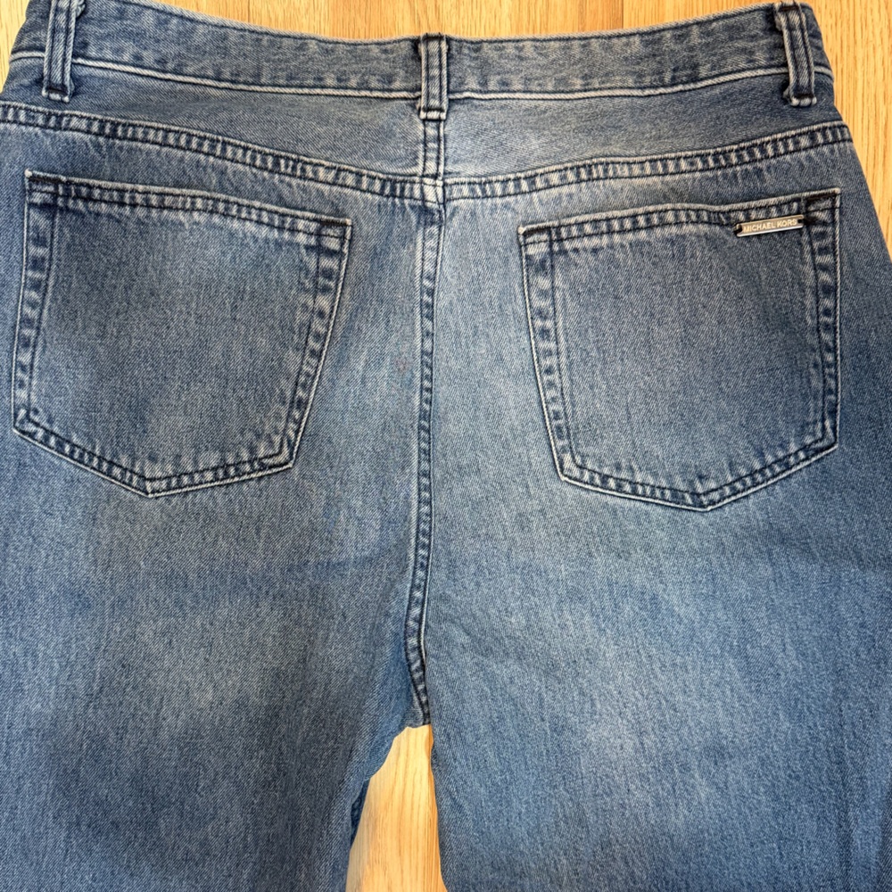 MICHAEL Michael Kors Women’s Blue Flared Frayed-Hem Cropped Jeans Size 12 - Picture 7 of 10